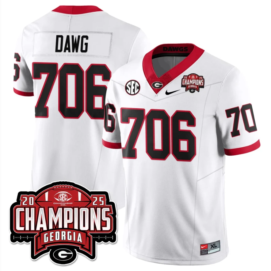Dawg Jersey #706 Georgia Bulldogs SEC Champions Patch Vapor Stitched by My Store NCAA Football Jerseys
