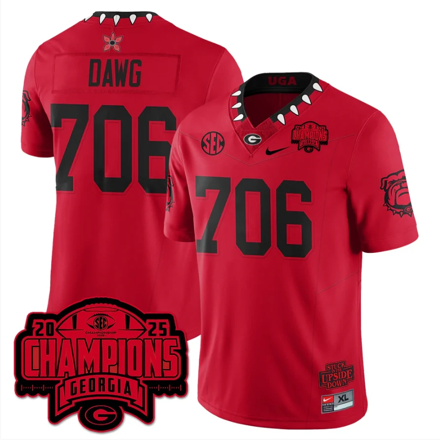 Dawg Jersey #706 Georgia Bulldogs Stranger Things SEC Champions Stitched by My Store NCAA Football Jerseys