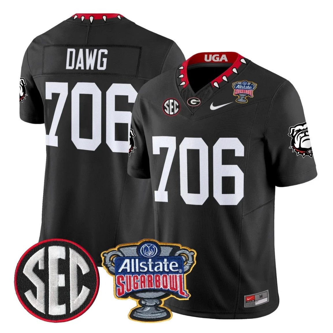 Dawg Jersey #706 Georgia Bulldogs Sugar Bowl Patch Limited Stitched by My Store NCAA Football Jerseys