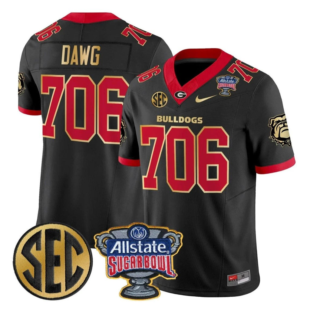 Dawg Jersey #706 Georgia Bulldogs Sugar Bowl Patch Limited Stitched by My Store NCAA Football Jerseys