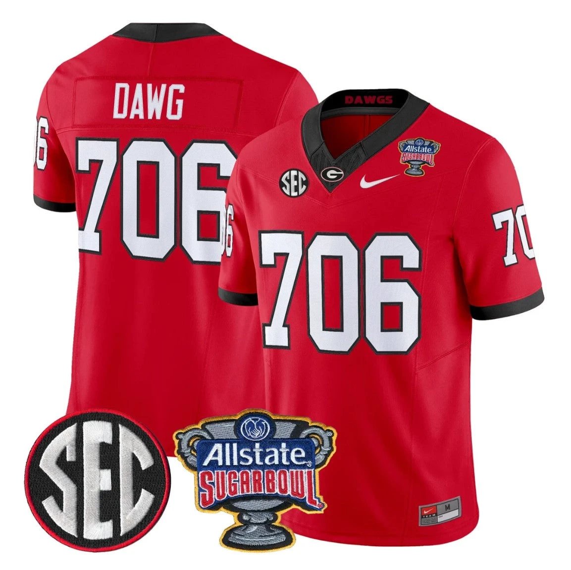 Dawg Jersey #706 Georgia Bulldogs Sugar Bowl Patch Limited Stitched by My Store NCAA Football Jerseys