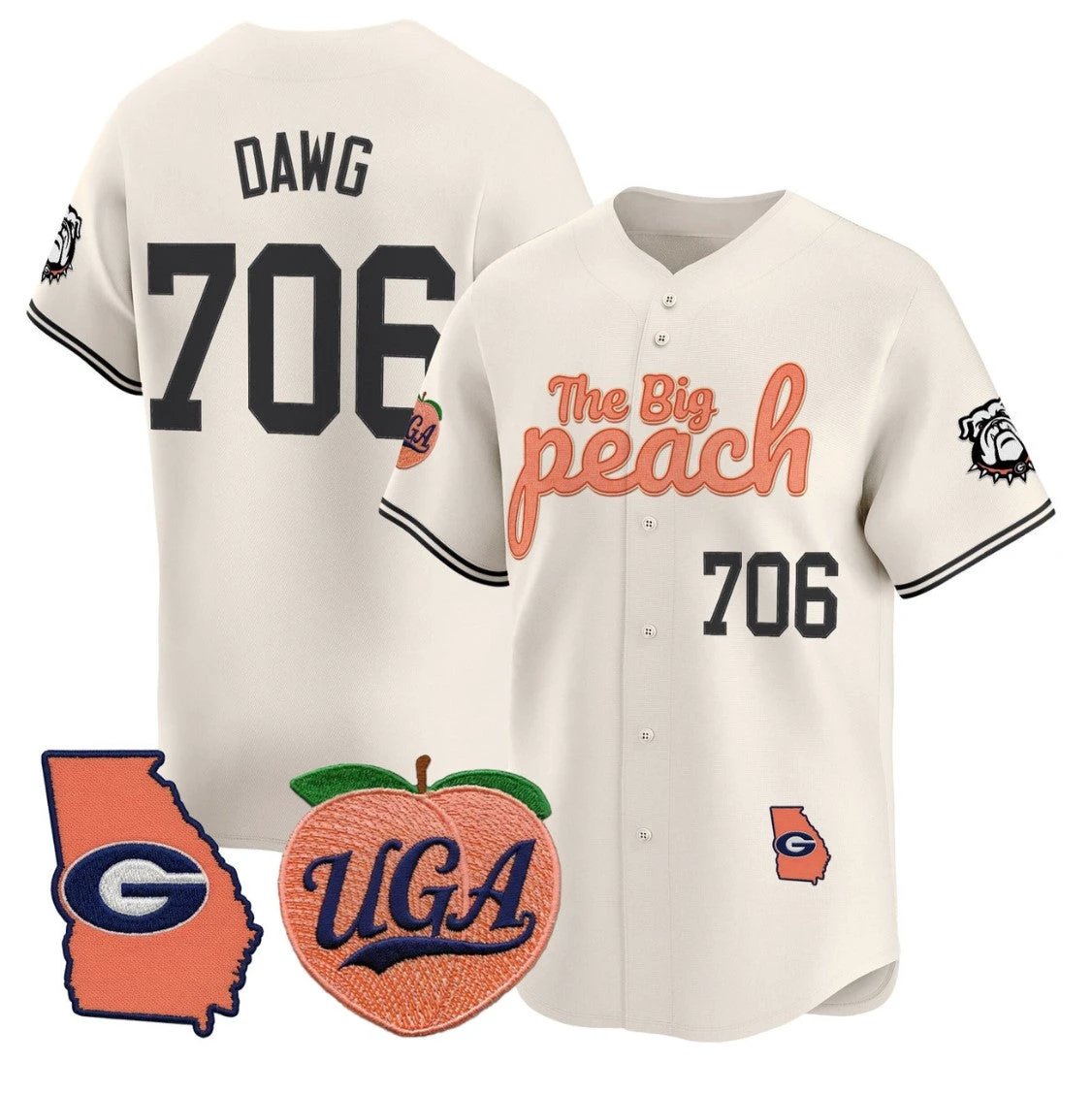 Dawg Jersey #706 Georgia Bulldogs The Big Peach Baseball Stitched by My Store