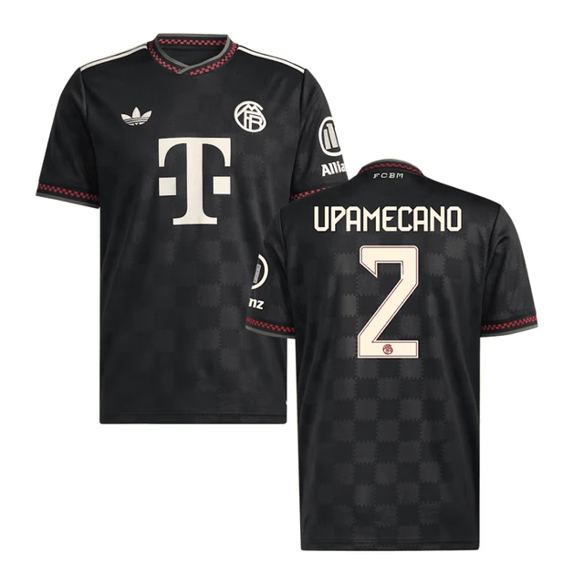 Dayot Upamecano #2 Bayern Munich 2025-26 Third Men Jersey – Black by Soccer Jersey