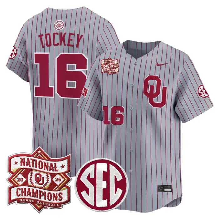 Dayton Tockey Jersey #16 Oklahoma 2026 National Champions Patch Stitched by My Store