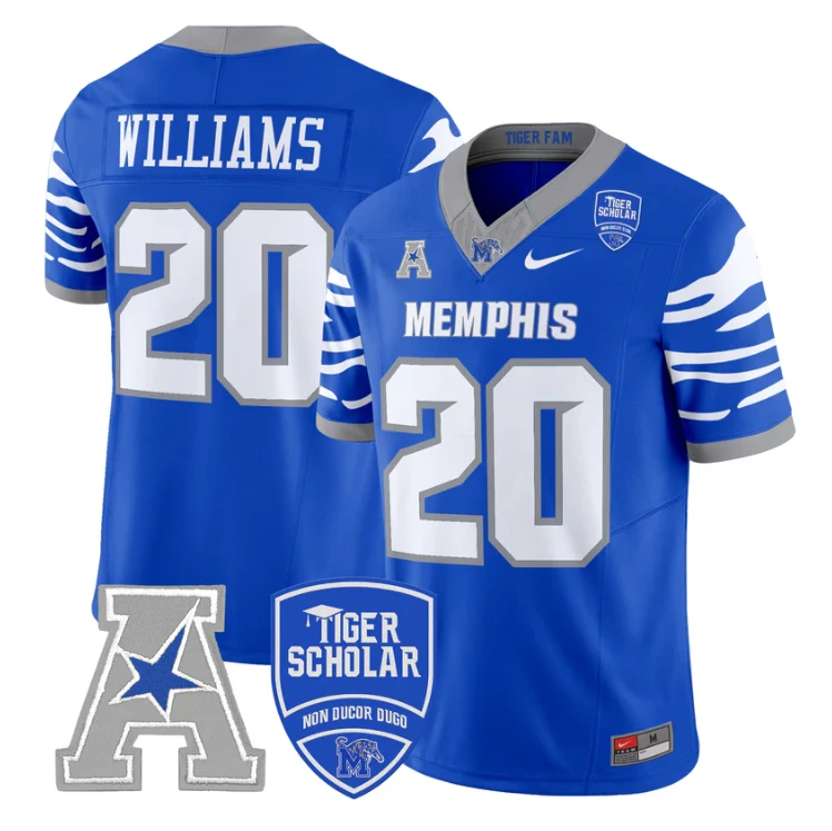 DeAngelo Williams Jersey #20 Memphis Tigers 2025 Vapor Limited Stitched Royal by My Store NCAA Football Jerseys