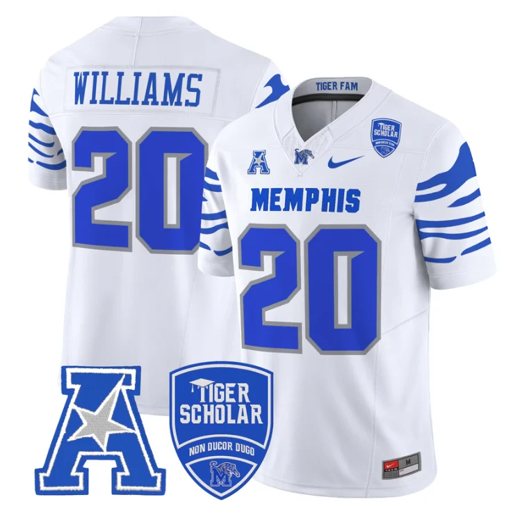 DeAngelo Williams Jersey #20 Memphis Tigers 2025 Vapor Limited Stitched White by My Store NCAA Football Jerseys