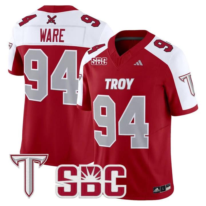 DeMarcus Ware Jersey #94 Troy Trojans 2025 Vapor Limited Stitched by My Store NCAA Football Jerseys