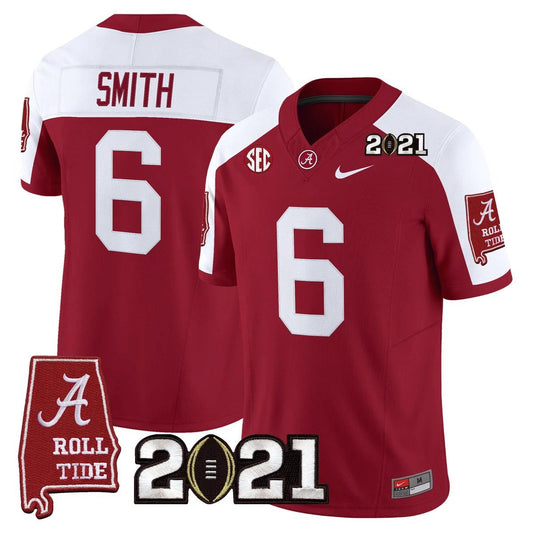 DeVonta Smith Jersey #6 Alabama 2021 CFP Championship Alabama Map Crimson Alter by My Store NCAA Football Jerseys