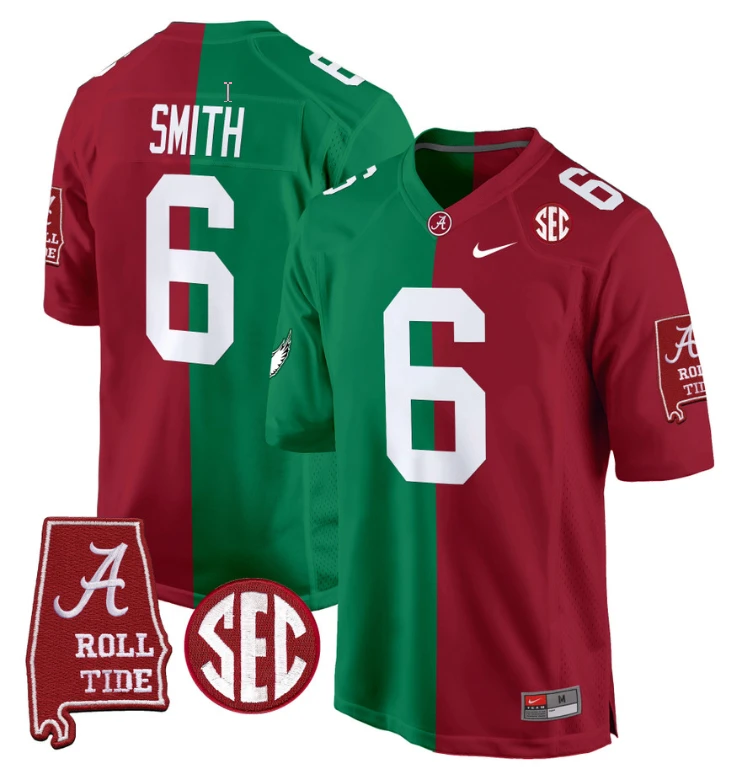 DeVonta Smith Jersey #6 Alabama Crimson Tide Split Football Game Stitched by NCAA Football Jersey