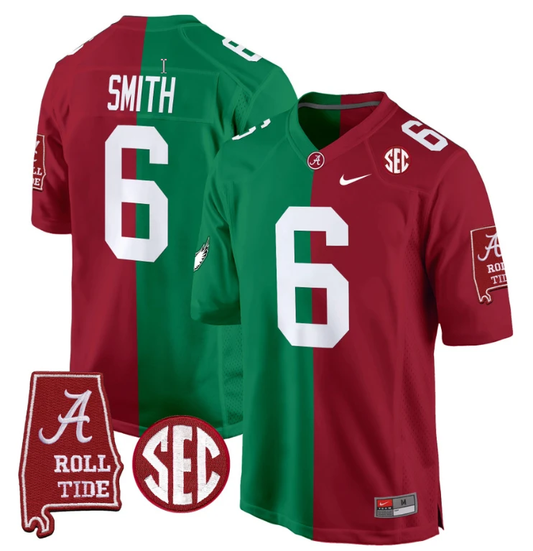 DeVonta Smith Jersey #6 Alabama Crimson Tide Split Football Game Stitched by NCAA Football Jersey