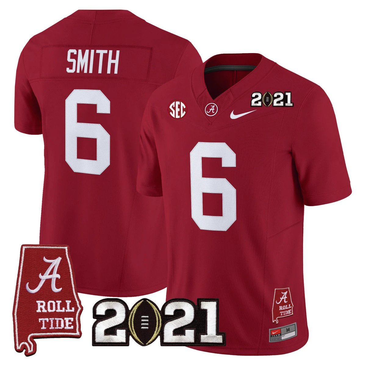 DeVonta Smith Jersey #6 Alabama 2021 CFP Championship Alabama Map Crimson by My Store NCAA Football Jerseys