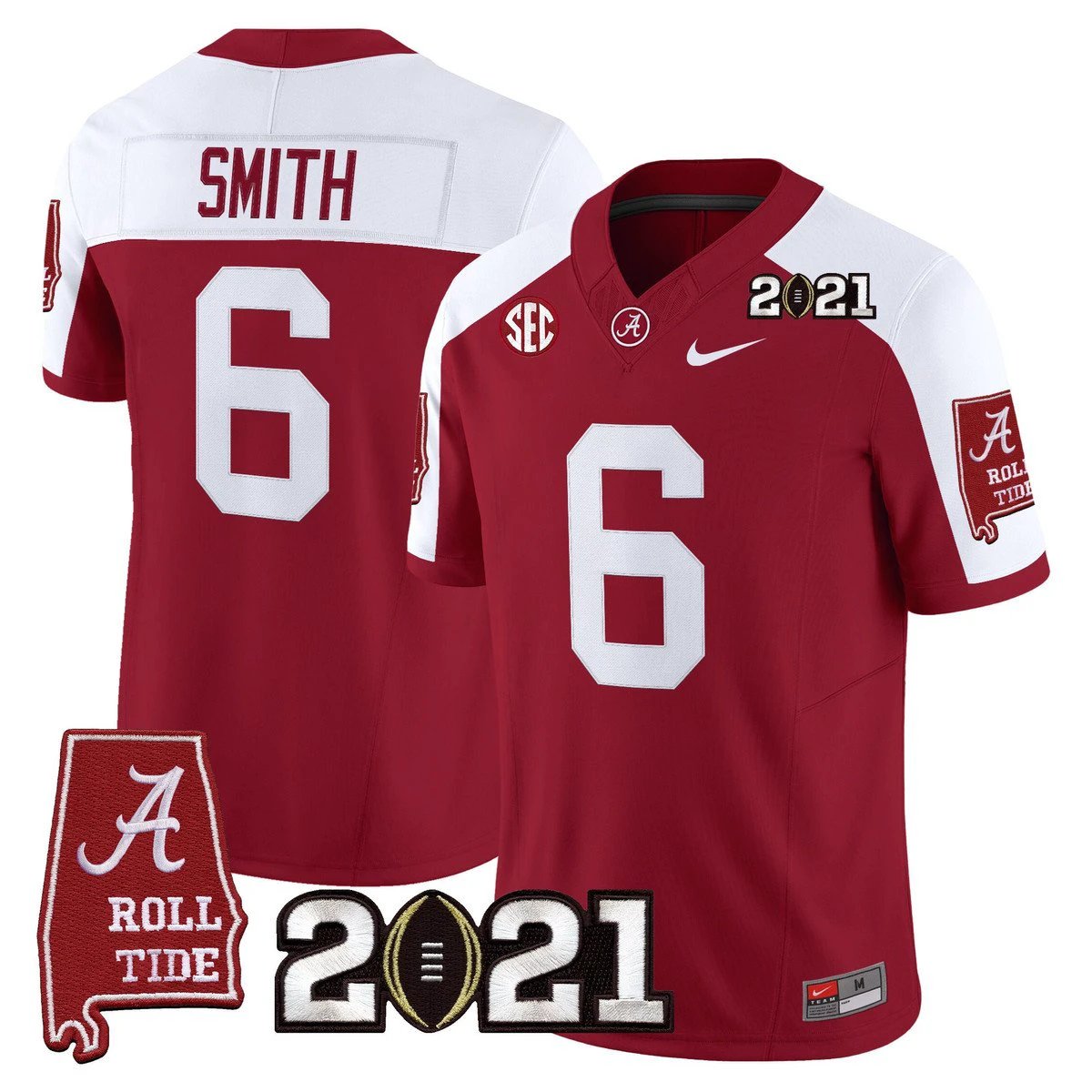 DeVonta Smith Jersey #6 Alabama 2021 CFP Championship Alabama Map by My Store NCAA Football Jerseys