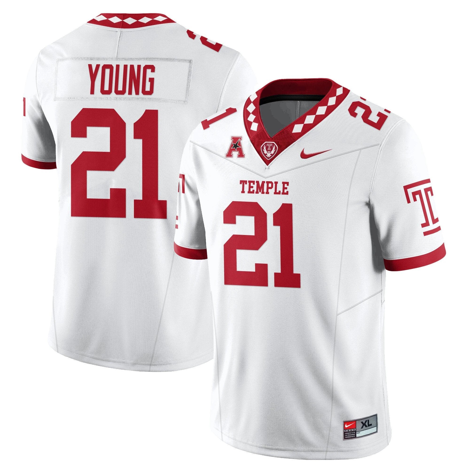 De'Carlos Young Jersey #21 Temple Football 2025 Vapor Limited Stitched by My Store NCAA Football Jerseys