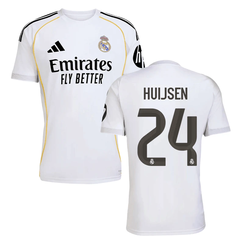 Dean Huijsen 24 Real Madrid 2025-26 Home Jersey – White by Soccer Jersey