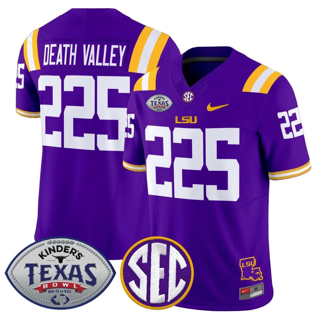 Death Valley Jersey #225 LSU Tigers 2025 Texas Bowl Vapor Stitched Purple by NCAA Football Jersey