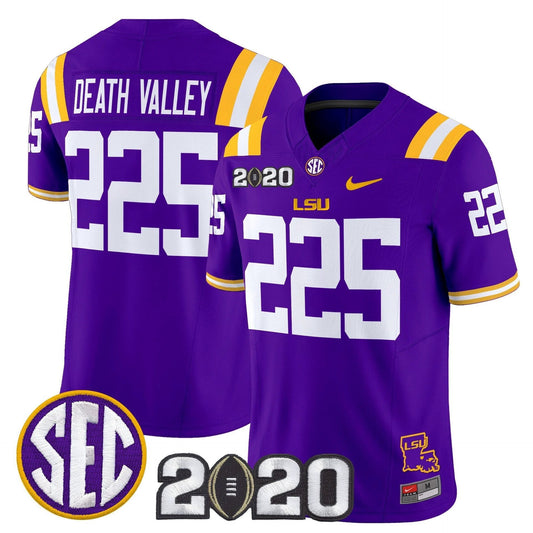 Death Valley Jersey #225 LSU Tigers 2020 National Champions Stitched Purple by My Store NCAA Football Jerseys