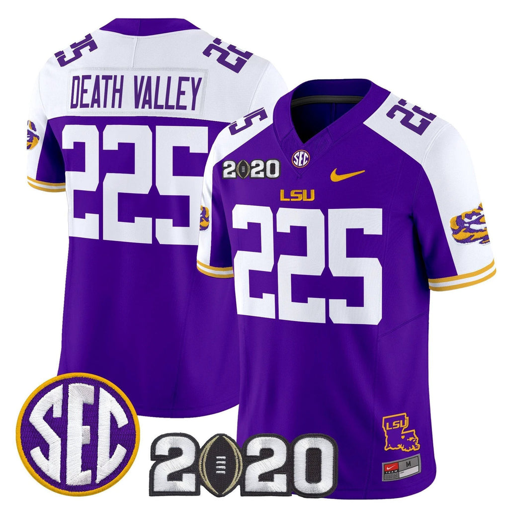 Death Valley Jersey #225 LSU Tigers 2020 National Champions Stitched Purple Alter by My Store NCAA Football Jerseys
