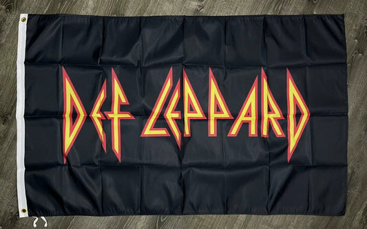 Def Leppard Union Jack Flag 3x5 ft Banner Black Joe Elliot Savage Rock Metal Man-Cave by flagsjustdoit
