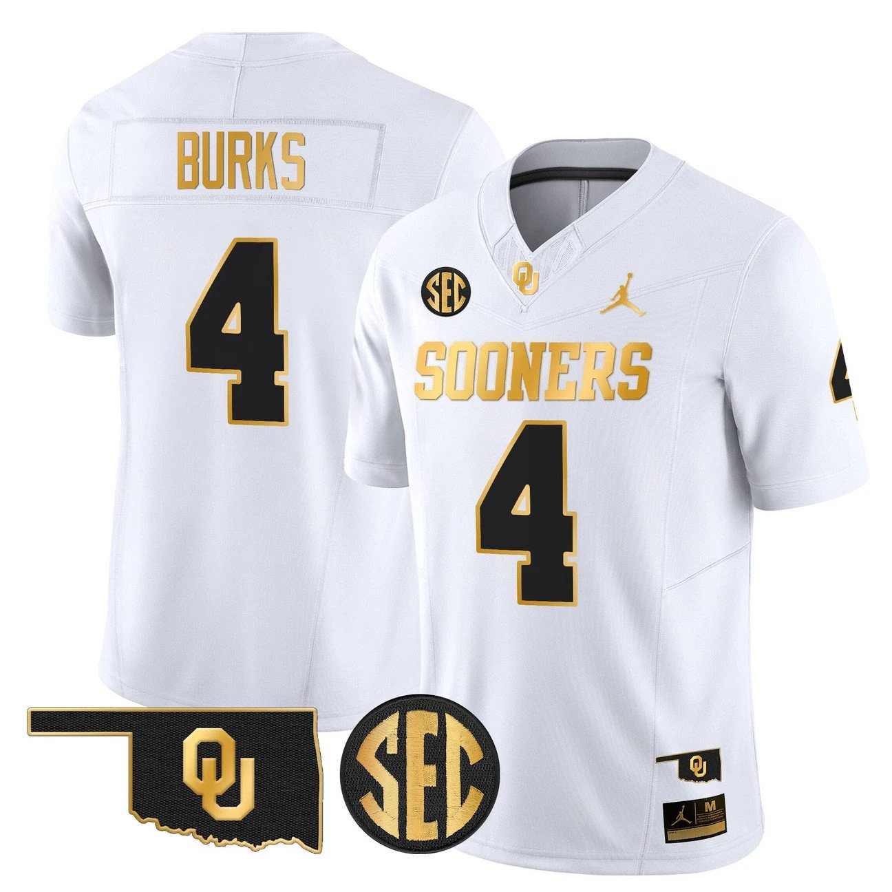 Deion Burks Jersey #4 Oklahoma Sooners 2025 Gold Limited Stitched by My Store NCAA Football Jerseys