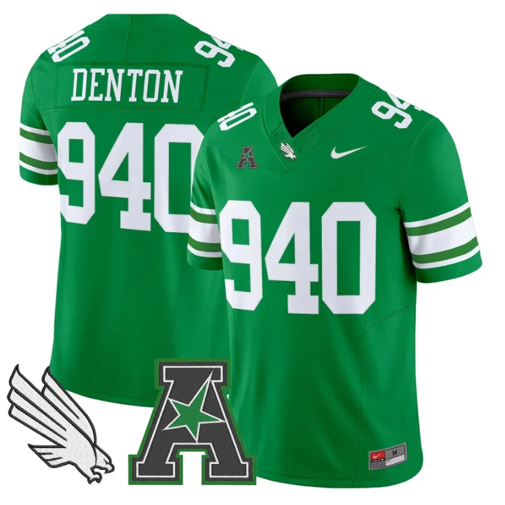 Denton Jersey #940 North Texas Mean Green 2025 Vapor Limited Stitched Green by My Store NCAA Football Jerseys