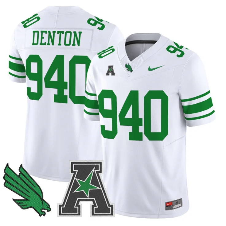 Denton Jersey #940 North Texas Mean Green 2025 Vapor Limited Stitched White by My Store NCAA Football Jerseys