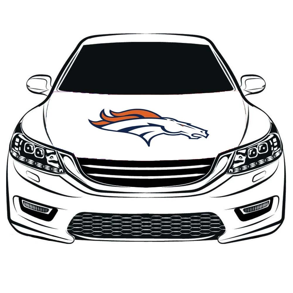 Denver Broncos Car Hood Cover Flag , Engine Banner Denver Broncos ,3.3X5ft,/6X7FT100% Polyester Elastic Fabrics Can be Washed by flagsshop