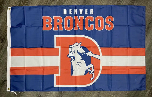 Denver Broncos Retro Style Man-Cave Flag 3x5 ft Sports Banner Garage by flagsjustdoit