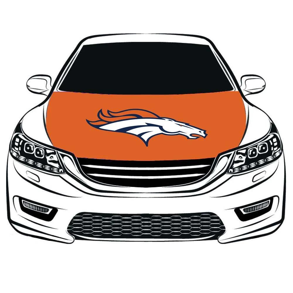 Denver Broncos Car Hood Cover Flag , Engine Banner Denver Broncos ,3.3X5ft,/6X7FT100% Polyester Elastic Fabrics Can be Washed by flagsshop