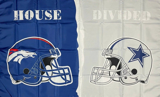 Denver Broncos vs Dallas Cowboys House Divided Flag 3x5 ft Sports Banner New by flagsjustdoit