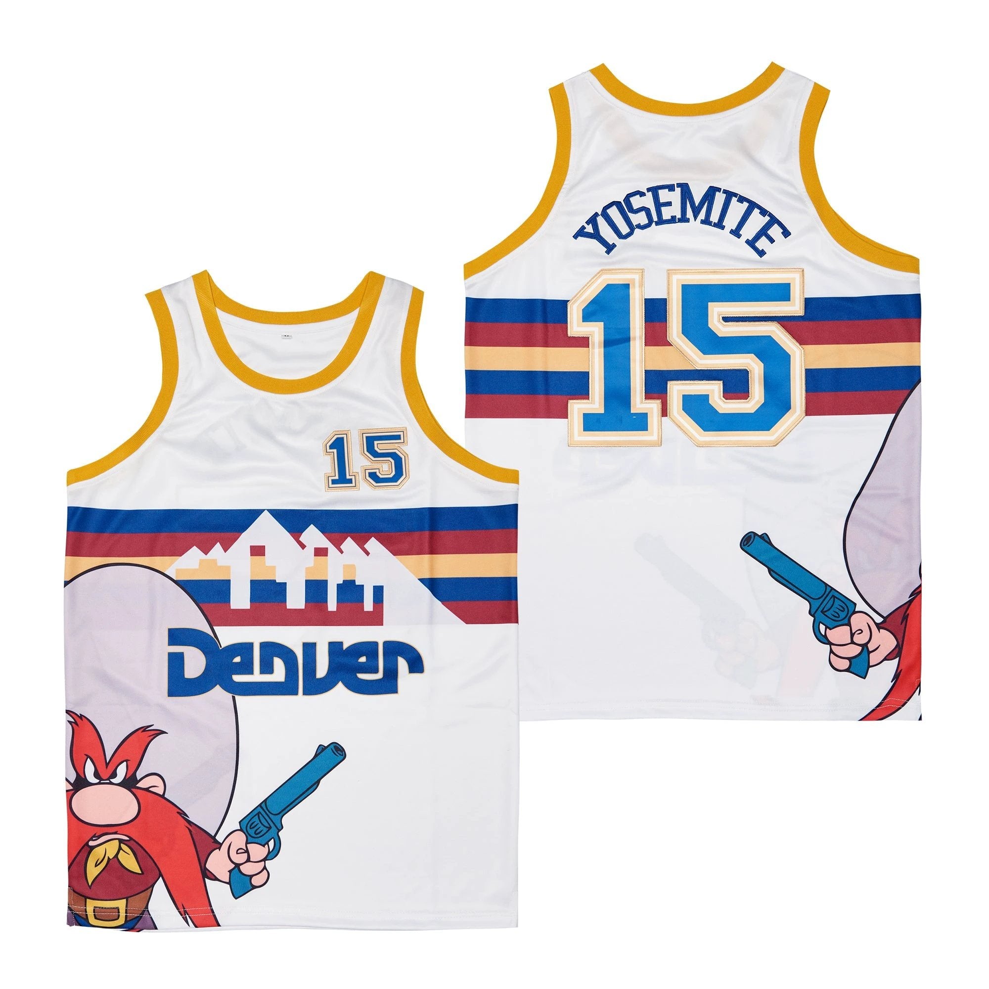 Denver #15 Yosemitte Movie Basketball Jersey White by My store basketball
