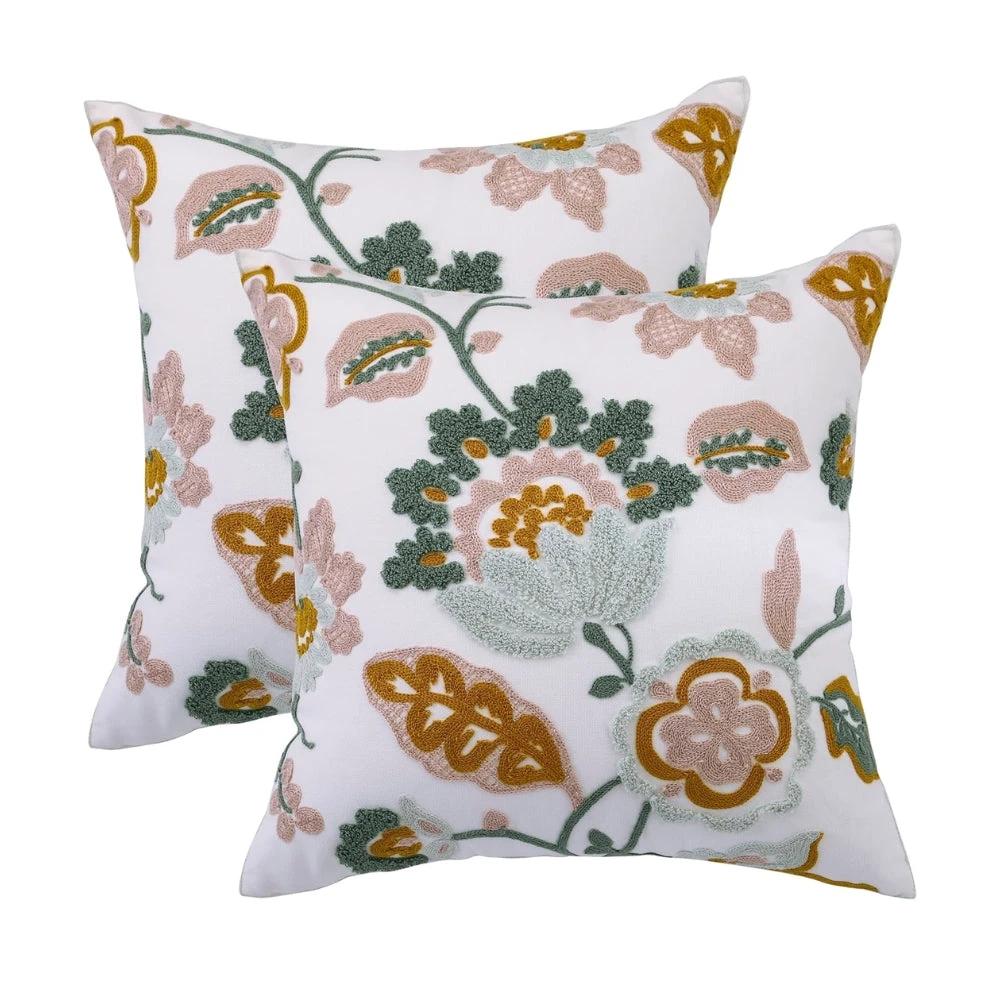Denza Farmhouse Floral Tufted Cushion Cover by Casa & Beyond