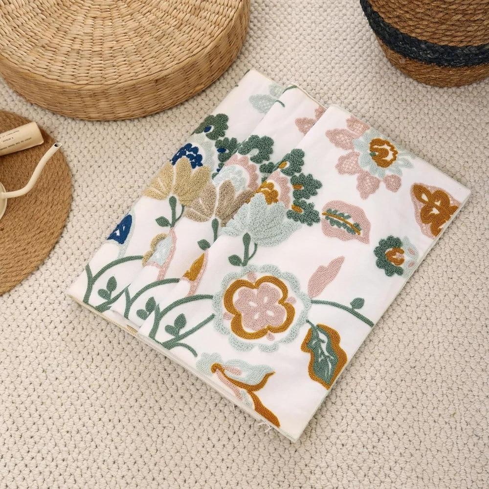 Denza Farmhouse Floral Tufted Cushion Cover by Casa & Beyond