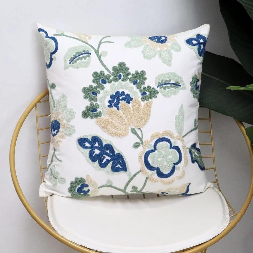 Denza Farmhouse Floral Tufted Cushion Cover by Casa & Beyond