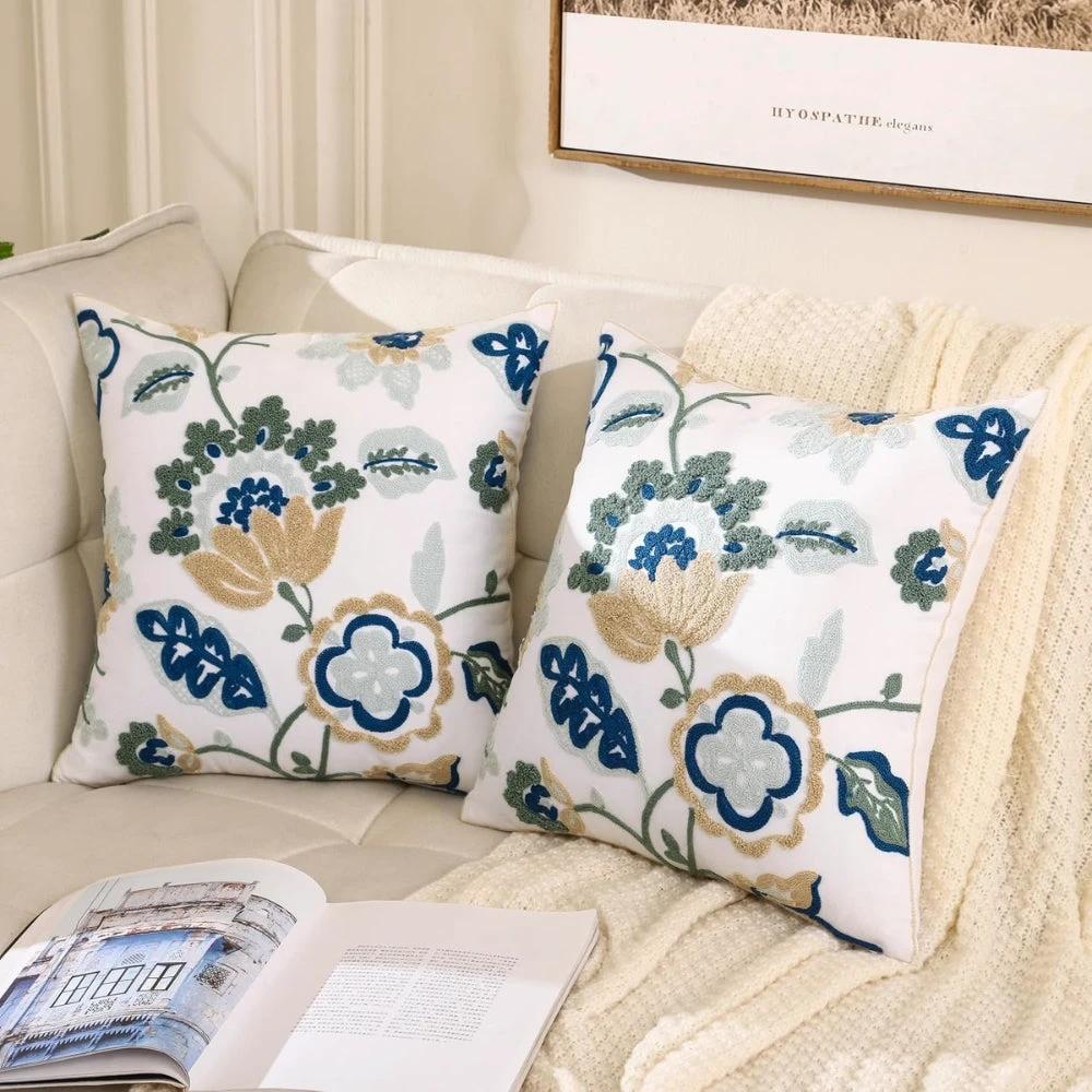 Denza Farmhouse Floral Tufted Cushion Cover by Casa & Beyond