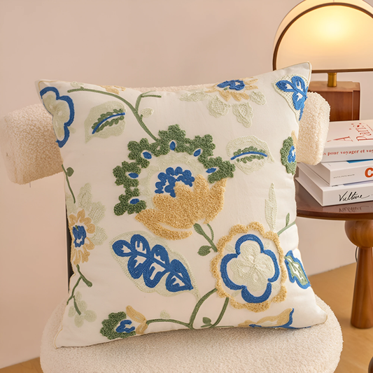 Denza Farmhouse Floral Tufted Cushion Cover by Casa & Beyond