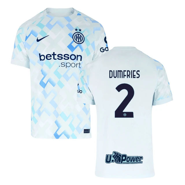 Denzel Dumfries #2 Inter Milan 2025-26 Away Match Jersey – White by Soccer Jersey