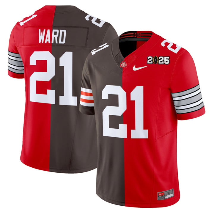 Denzel Ward Jersey #21 Ohio State Buckeyes 2025 Split Vapor Limited Stitched by My Store NCAA Football Jerseys
