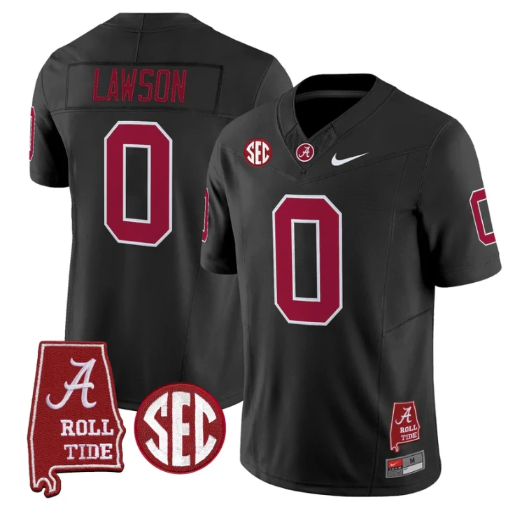 Deontae Lawson Jersey #0 Alabama Crimson Tide Throwback Map Stitched by My Store NCAA Football Jerseys