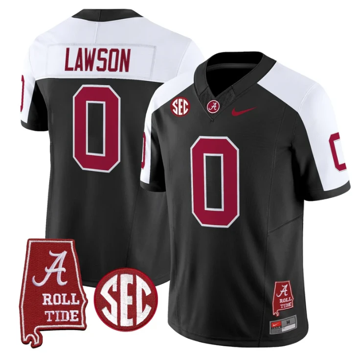 Deontae Lawson Jersey #0 Alabama Crimson Tide Throwback Map Stitched by My Store NCAA Football Jerseys