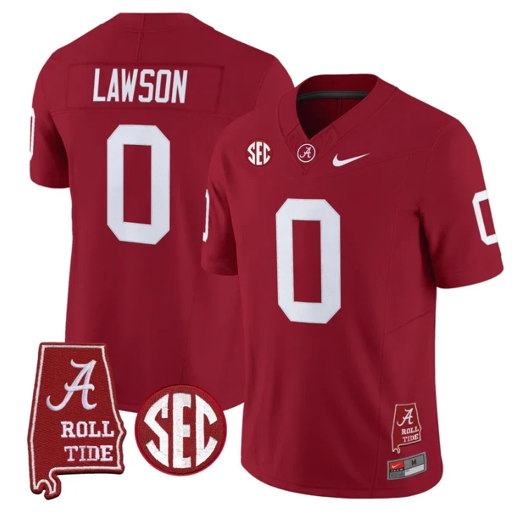 Deontae Lawson Jersey #0 Alabama Crimson Tide Throwback Map Stitched by My Store NCAA Football Jerseys