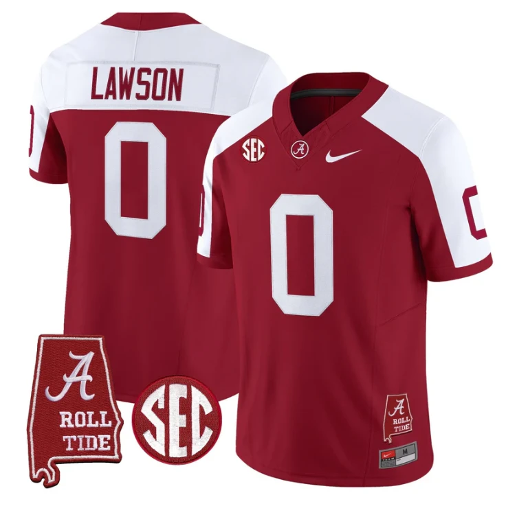 Deontae Lawson Jersey #0 Alabama Crimson Tide Throwback Map Stitched by My Store NCAA Football Jerseys