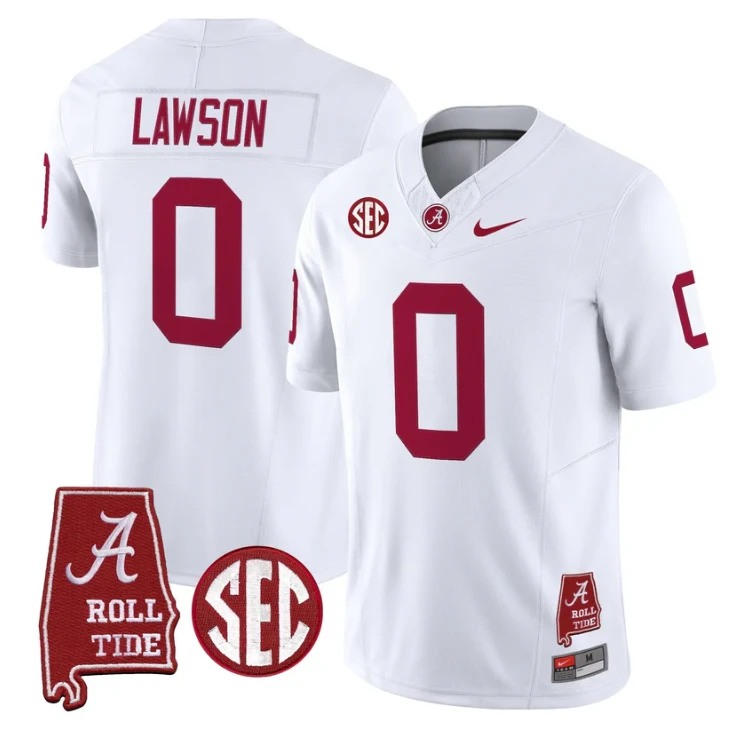 Deontae Lawson Jersey #0 Alabama Crimson Tide Throwback Map Stitched by My Store NCAA Football Jerseys