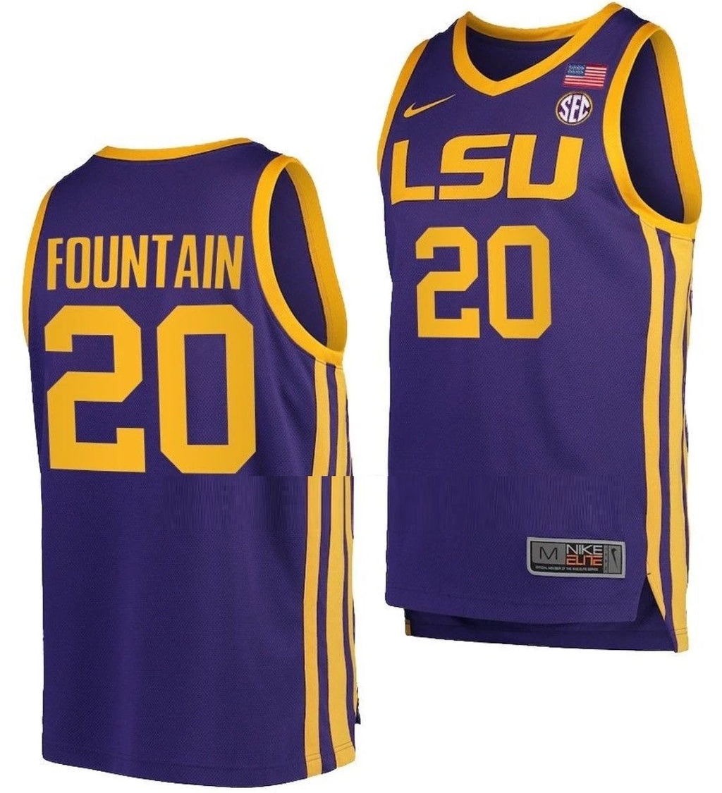 Derek Fountain Jersey LSU Tigers College Basketball Purple #20 by My store basketball