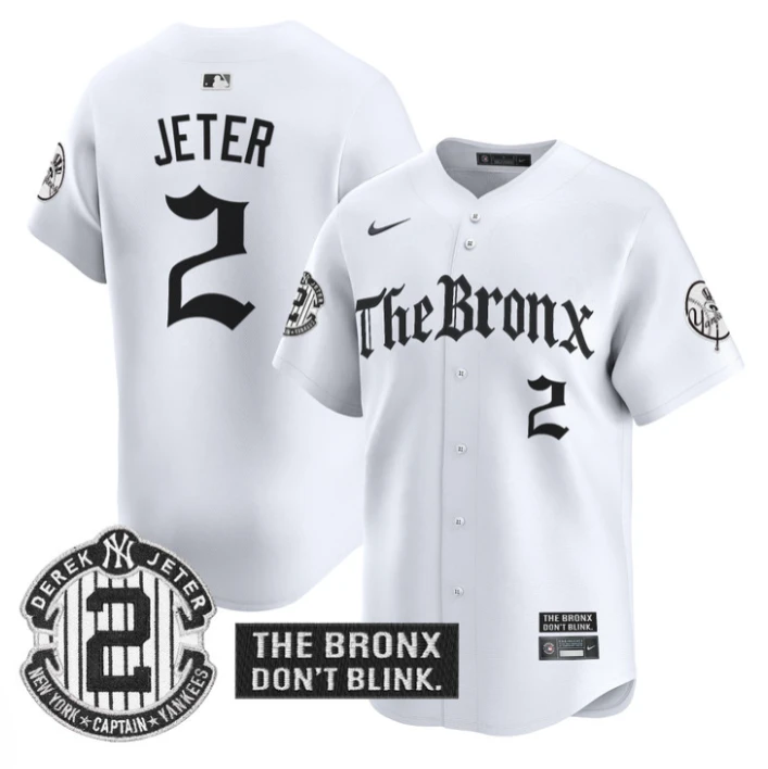 Derek Jeter Jersey #2 Yankees The Bronx Gothic Ink Drop Edition White by My Store