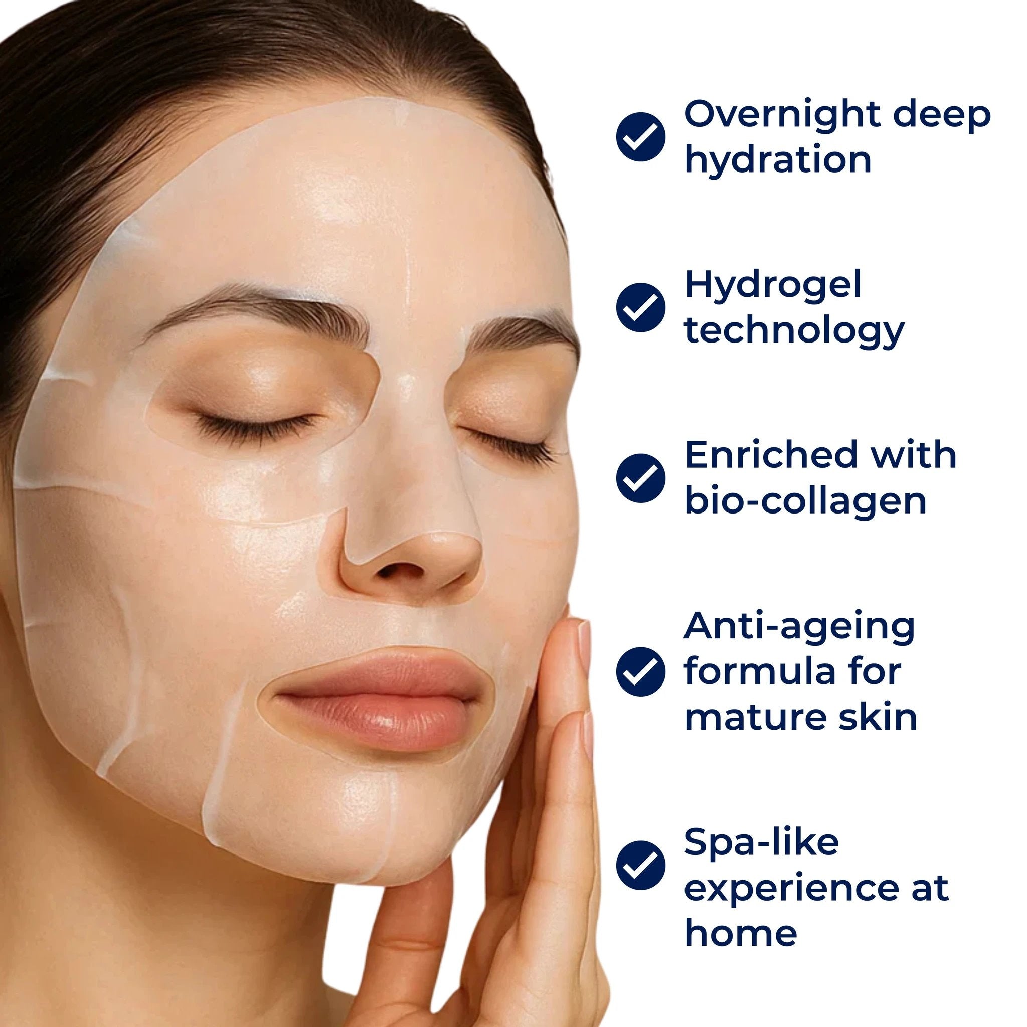 Dermaglow | Collagen Sheet Mask – Overnight Hydration – Hydrogel – Mature & Dry Skin Bowlift by Bowlift