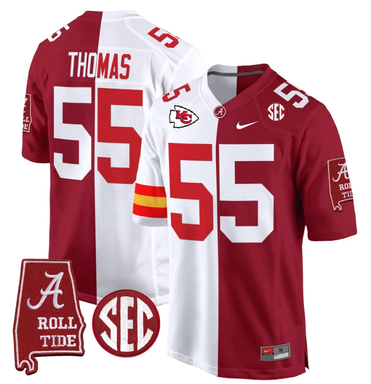 Derrick Thomas Jersey #55 Alabama Crimson Tide Split Football Game Stitched by NCAA Football Jersey