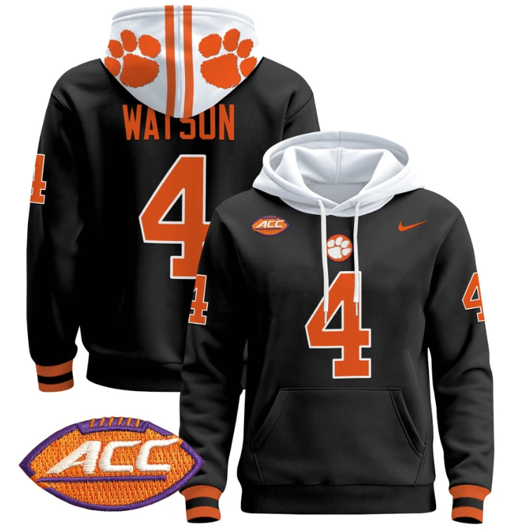 Deshaun Watson Hoodie #4 Clemson Tigers Pullover All Stitched by Hoodie Pullover