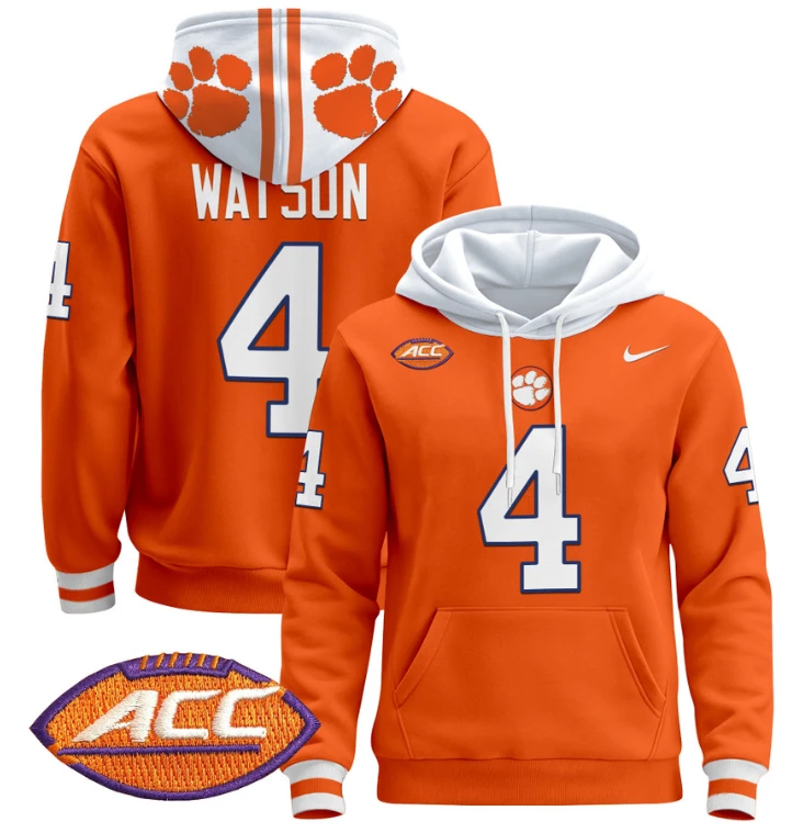 Deshaun Watson Hoodie #4 Clemson Tigers Pullover All Stitched by Hoodie Pullover