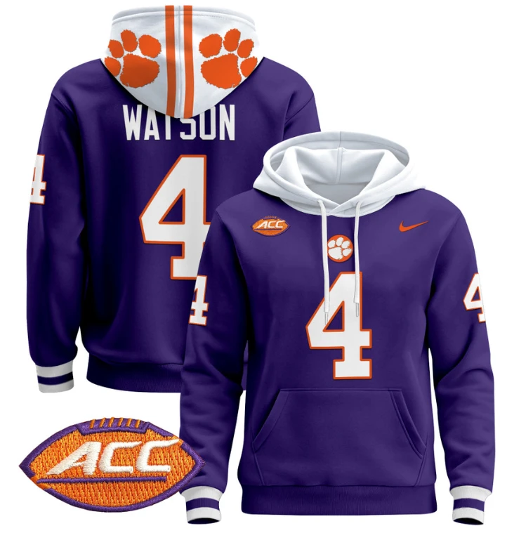 Deshaun Watson Hoodie #4 Clemson Tigers Pullover All Stitched by Hoodie Pullover
