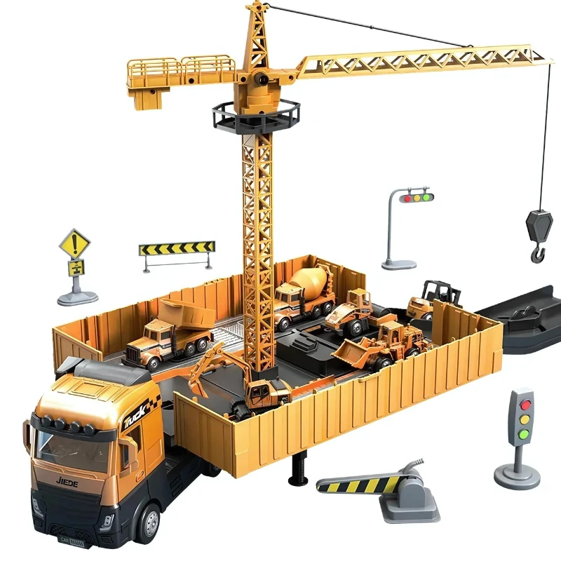 BrixBuddy 2-in-1 Construction Truck Toy with Mini Vehicles by BowLift